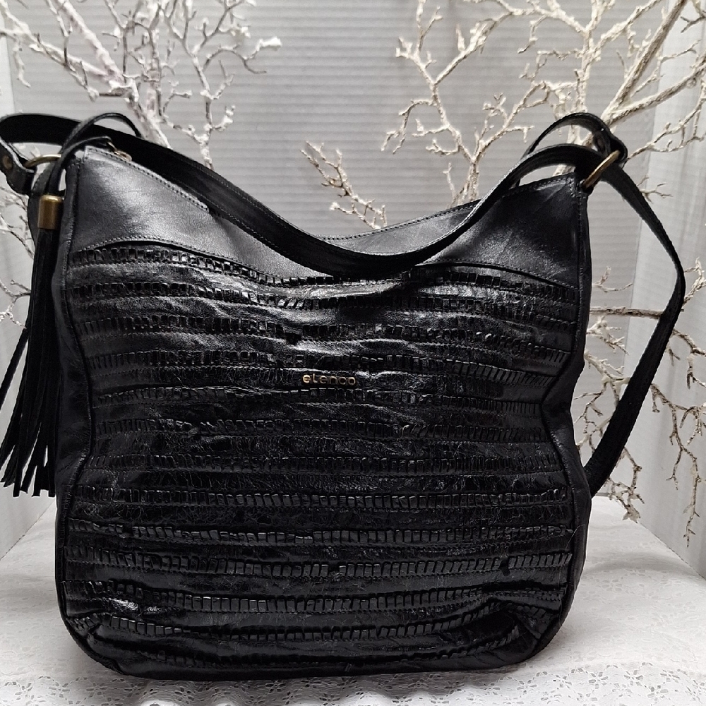 #ACW Black Leather ELENCO Shoulder Bag / Back Pack